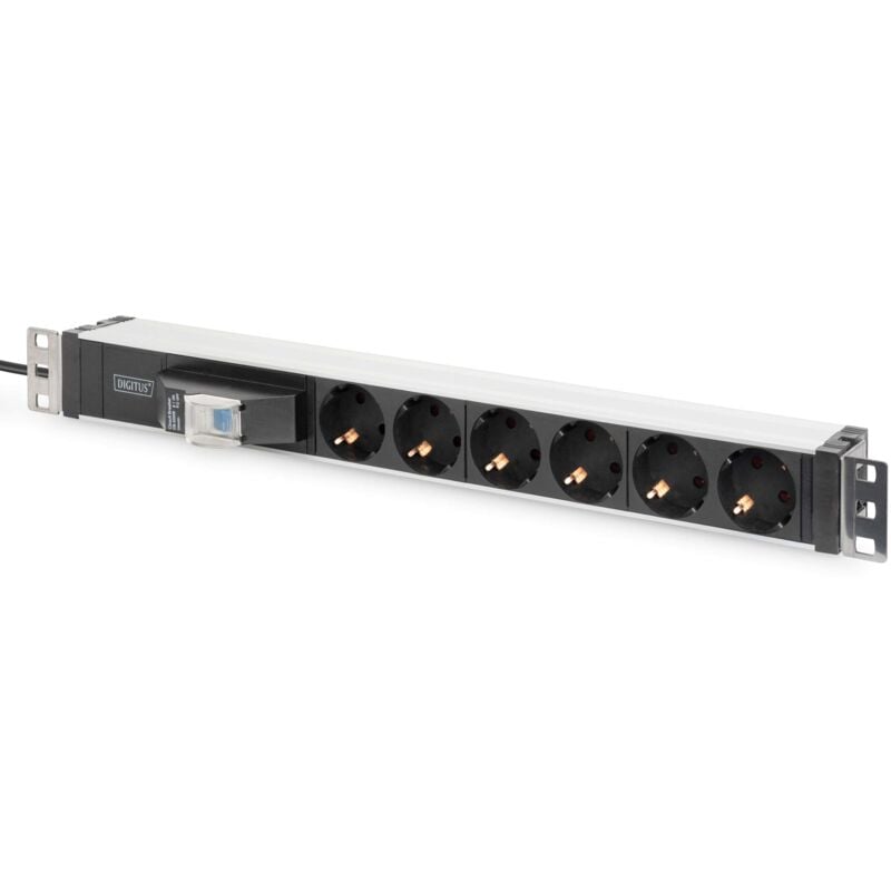 foto del prodotto digitus ciabatta elettrica da 19 6 prese 1u 250vac 50 60hz 16a 4000w con interruttore di protezione di linea