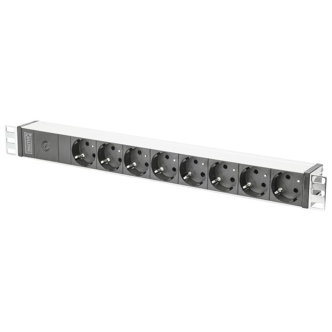 foto del prodotto digitus ciabatta elettricade prese con profilo in alluminiode e fusibile, 8 prese de corrente, connettore iec c14 con cavode 2 m
