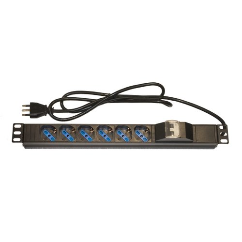 foto del prodotto digitus multipresa alimentazione per rack 19 con 6 prese universali tripolari schuko magnetotermica