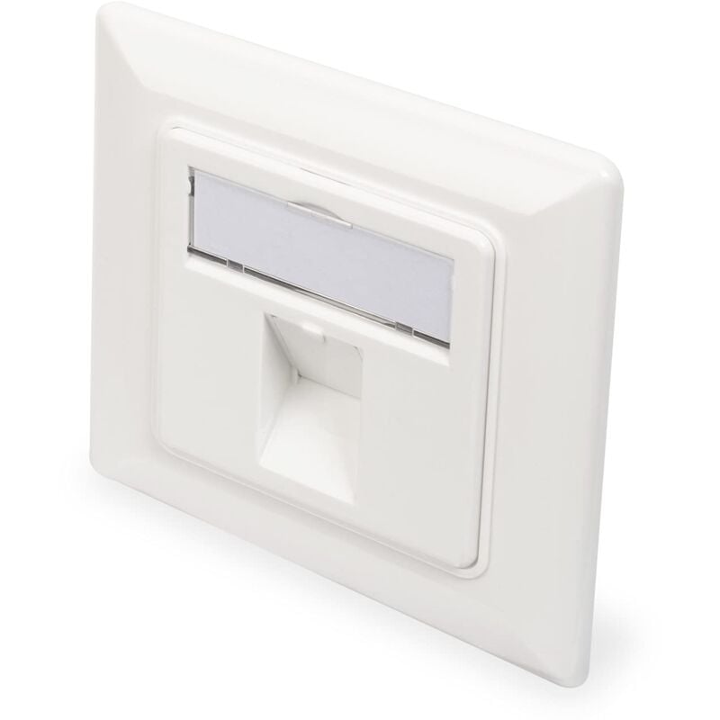 foto del prodotto digitus scatola di giunzione per modulo keystone 1 porta uscita 45 angolata con tappo di protezione dalla polvere bianco