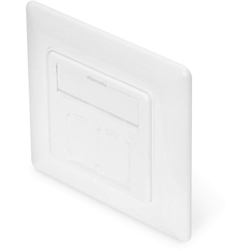 foto del prodotto digitus scatola di giunzione per modulo keystone 2 porte angolare a 45 progettabile con cappuccio di protezione dalla polvere bianco
