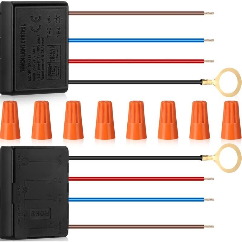 foto del prodotto dimmer tattile a 3 vie da 2 pezzi per lampada da scrivania, kit di riparazione dimmer, modulo di controllo, sostituzione del sensore con coperture