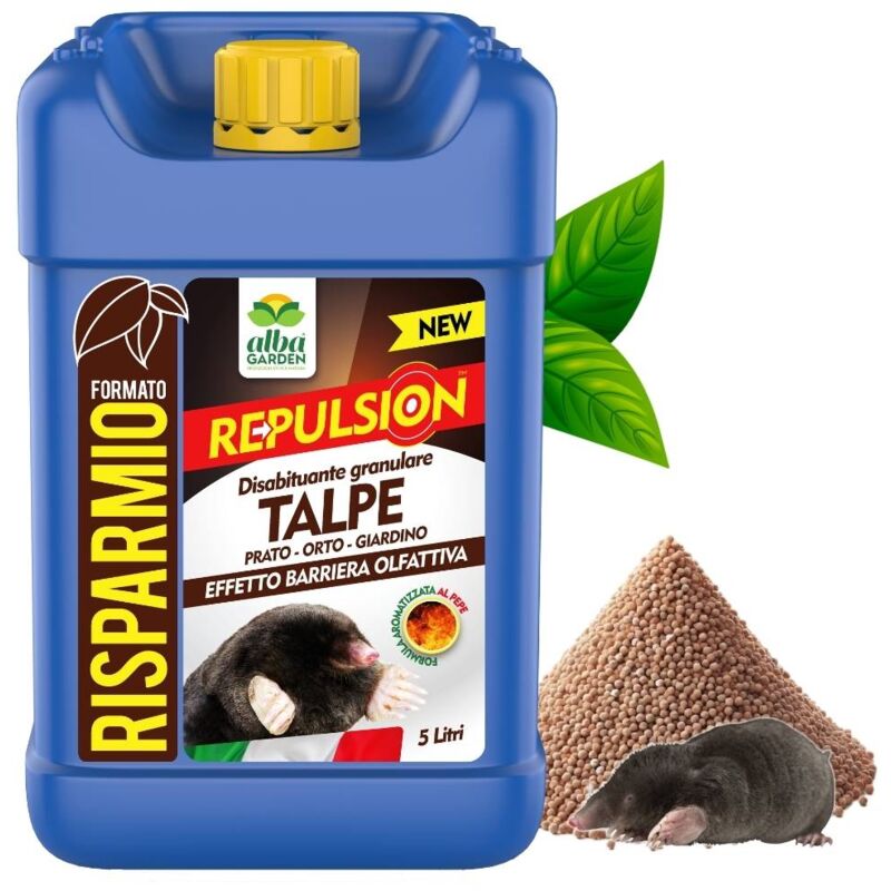 foto del prodotto disabituante repellente talpe granulare barriera olfattiva naturale per allontanare animali selvatici talpe arvicole x 5 lt