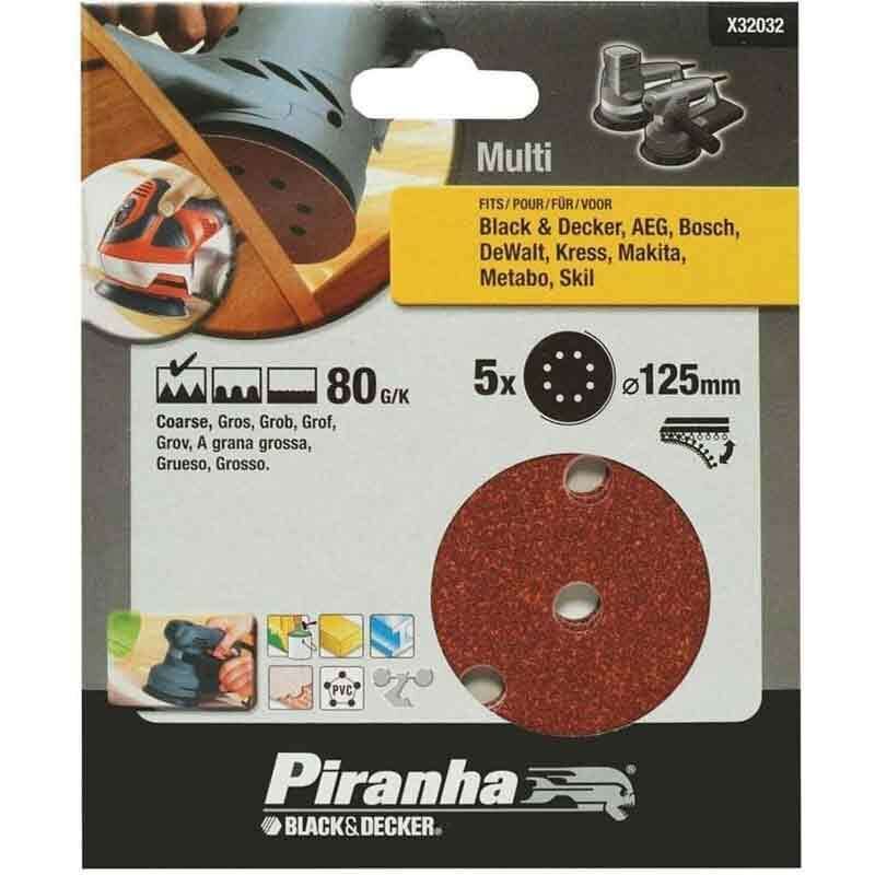 foto del prodotto dischi abrasivi 125 mm grana 80 per levigatrici black and decker