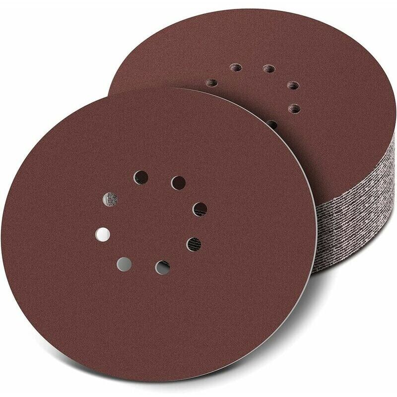 foto del prodotto dischi abrasivi 225 mm, 8 fori, grana 120, per levigatrice a secco giraffe , confezione da 40 pezzi