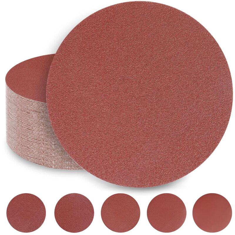 foto del prodotto dischi abrasivi da 180 mm, 10 x 40 60 80 120 240 grana, dischi abrasivi da 180 mm per levigatrice per cartongesso e levigatrice a giraffa 50 dischi 