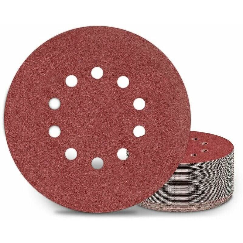 foto del prodotto dischi abrasivi da 225 mm, 25 tamponi abrasivi rotondi con grana p120 e 10 fori, per levigatrici a collo lungo, smerigliatrici per cartongesso e