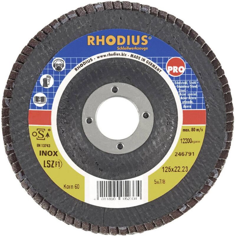 foto del prodotto dischi abrasivi lamellari lsz f1 rhodius 205582 115 mm diametro interno 22.2 mm grana 80