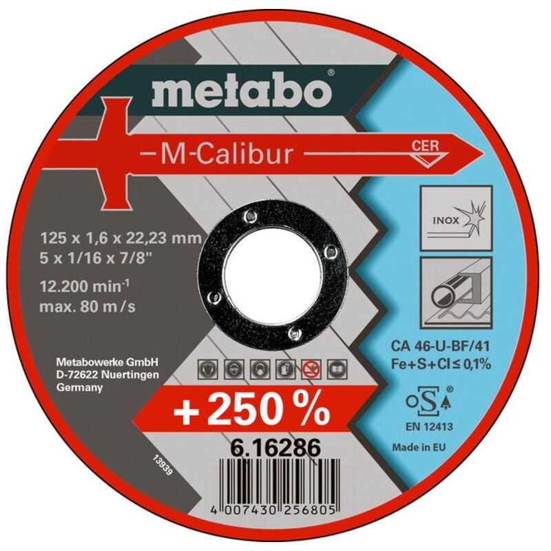 foto del prodotto dischi da taglio m-calibur 125x1,6x22,23 mm metabo