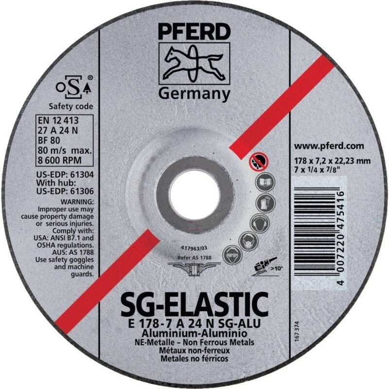 foto del prodotto disco abrasivo a24nsg alu 125x7,2mm gekr. pferd