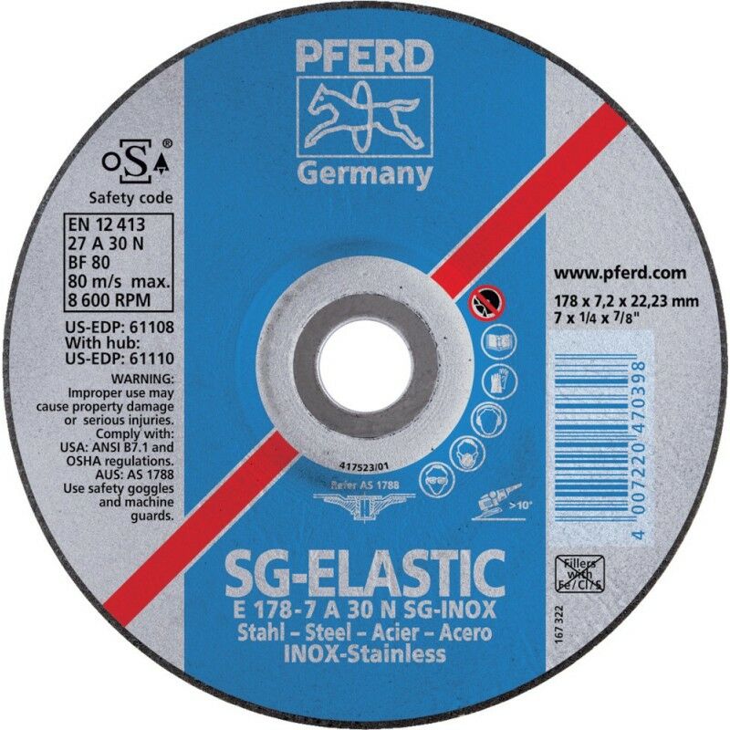 foto del prodotto disco abrasivo a30nsg v2a115x7,2mm gekr. pferd