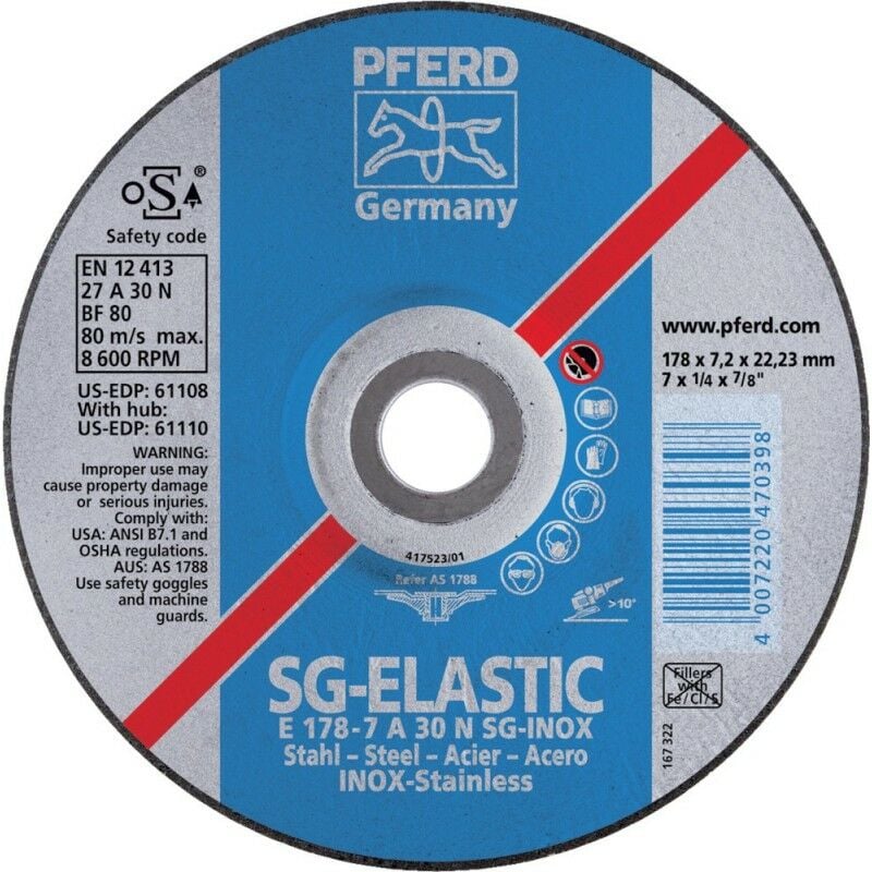 foto del prodotto disco abrasivo a30nsg v2a125x7,2mm gekr. pferd