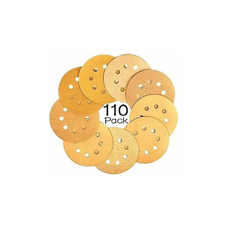 foto del prodotto disco abrasivo, carta vetrata per levigatrice eccentrica, dischi abrasivi 8 fori da 125 mm 60 80 100 120 150 180 240 320 400 600 800 10 dischi per