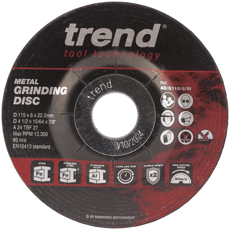 foto del prodotto disco abrasivo in metallo per smerigliatrice angolare, diametro 115 m, taglio sottile 6 mm, ad g115 6 m, confezione da 10 trend