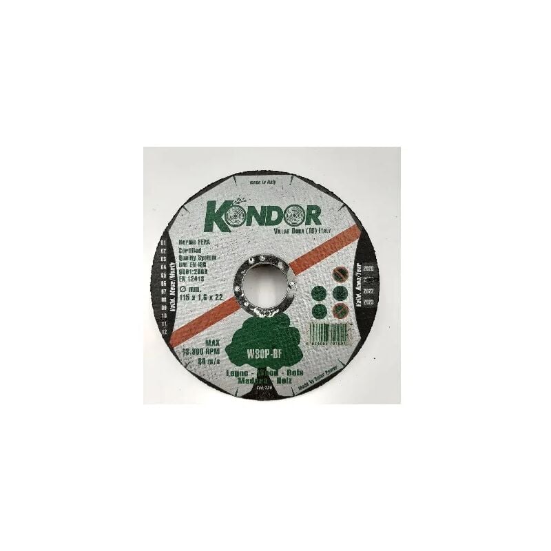 foto del prodotto disco abrasivo kondor per legno d.115x1,6x22 mm