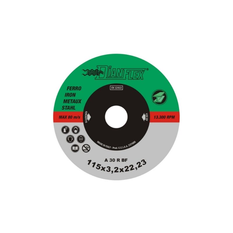 foto del prodotto disco abrasivo per ferro mm 115 x sp. 1.6 ferro inox dh