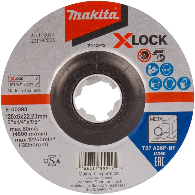 foto del prodotto disco abrasivo x lock 125x22,23x6,0mm acciaio makita e 00393