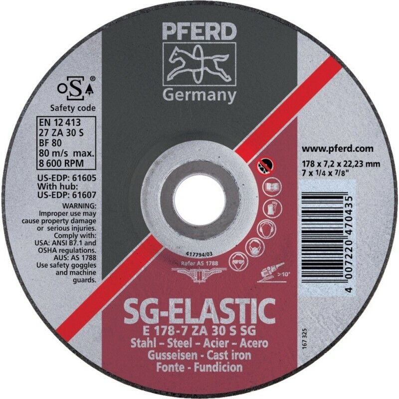 foto del prodotto disco abrasivo za30s sg 178x7,2mm gekr. pferd