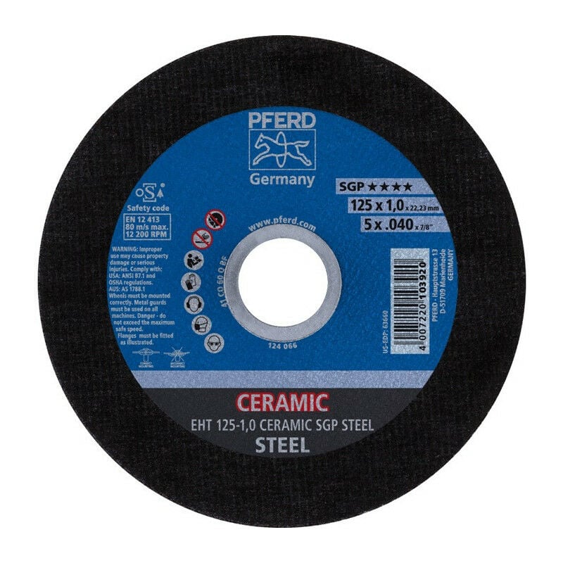 foto del prodotto disco da taglio ceramica sgp acciaio d125x1mm dritto sta trapano 22,23mm pferd per 25 