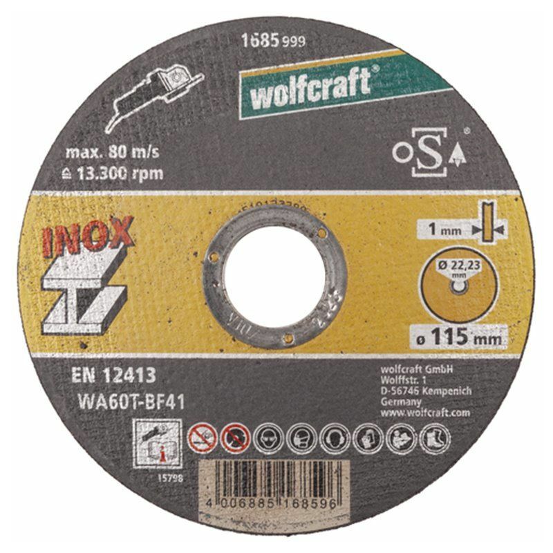 foto del prodotto disco da taglio di precisione wolfcraft per acciaio inossidabile 125x1,0x22,23 mm 1687999 