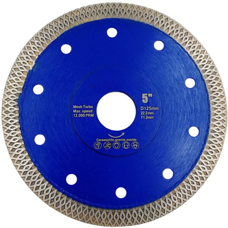 foto del prodotto disco da taglio diamantato 125 mm con lama turbo x mesh per piastrelle marmo granito ceramica