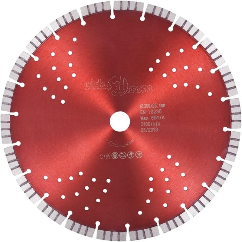 foto del prodotto disco da taglio diamantato con turbo e fori lama per sega smerigliatrice disco smerigliatrice sega da banco macchina da taglio acciaio 300 mm 020003730
