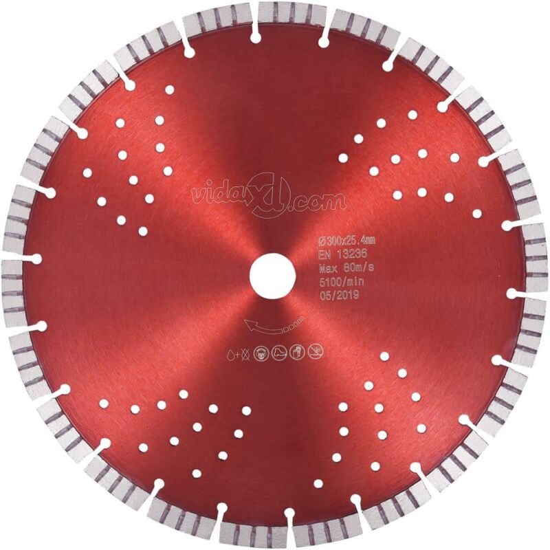 foto del prodotto disco da taglio diamantato con turbo e fori lama per sega smerigliatrice disco smerigliatrice sega da banco macchina da taglio acciaio 300 mm