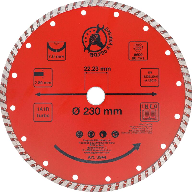 foto del prodotto disco da taglio diamantato turbo 230 mm