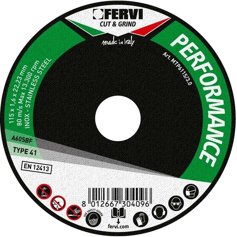 foto del prodotto disco da taglio per ferro e metallo 125x1,6x22 fervi mtd6125 1.6