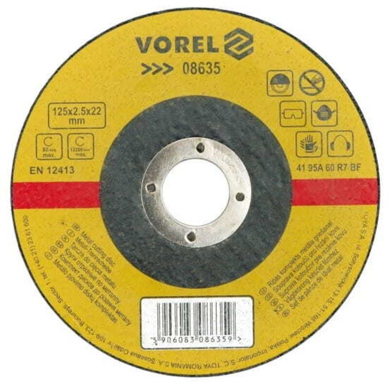 foto del prodotto disco da taglio per metalli vorel 125 x 1,0 x 22,2 mm 08631