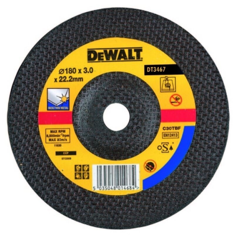 foto del prodotto disco da taglio per smerigliatrici angolari inox depresso 115mm dt3467 dewalt