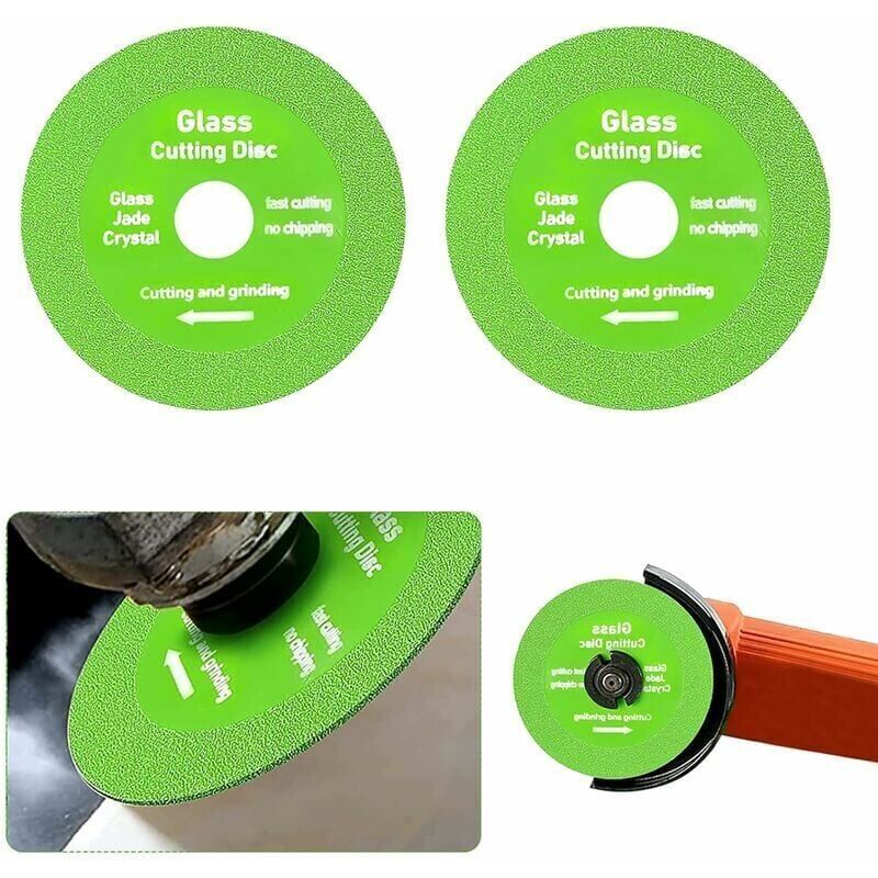 foto del prodotto disco da taglio per vetro, 2 pezzi, disco da taglio per vetro, disco da taglio per vetro, lama sottile, mola per smerigliatrice angolare, disco da