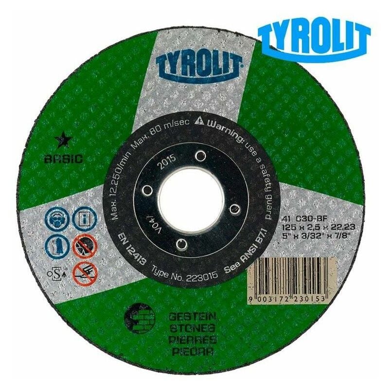 foto del prodotto disco da taglio pompato 115x2,5x22,23 c30s bf 223025 tyrolit