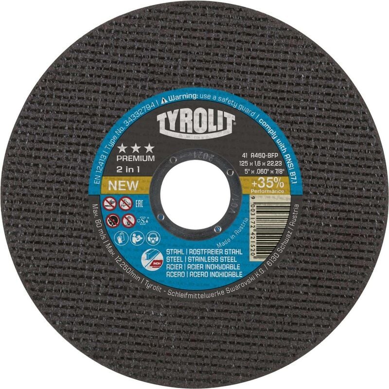 foto del prodotto disco da taglio troncatrice rinforzata diametro 125x1,6x22 mm