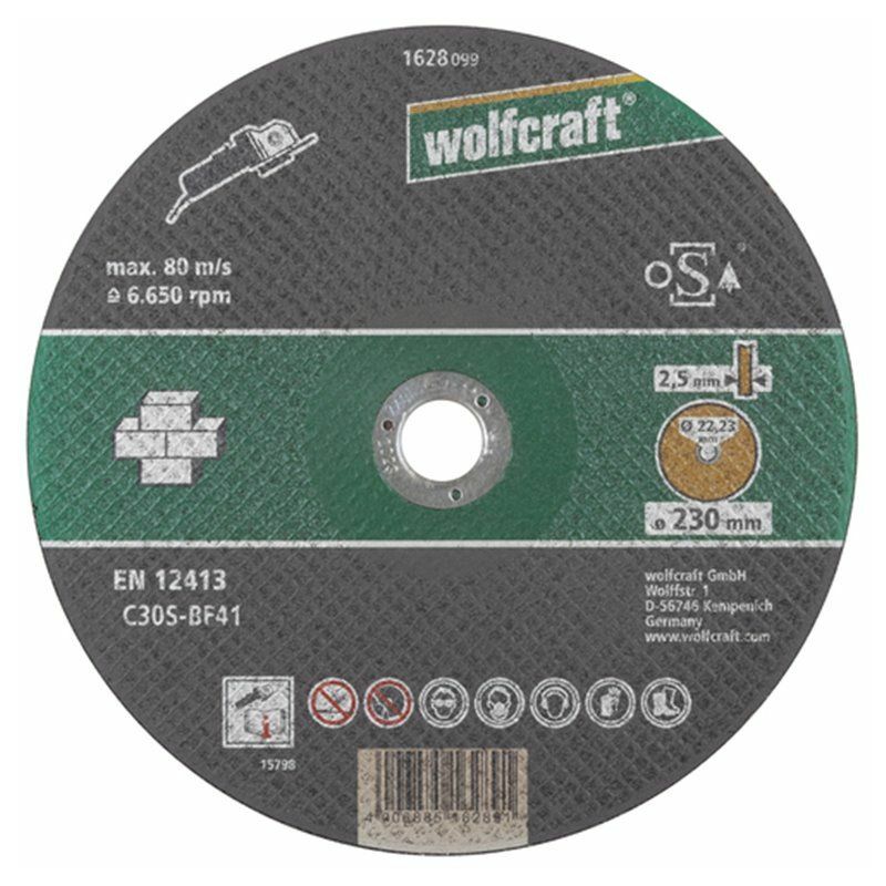 foto del prodotto disco da taglio wolfcraft per pietra 230x2,5x22,23 mm 1628099 