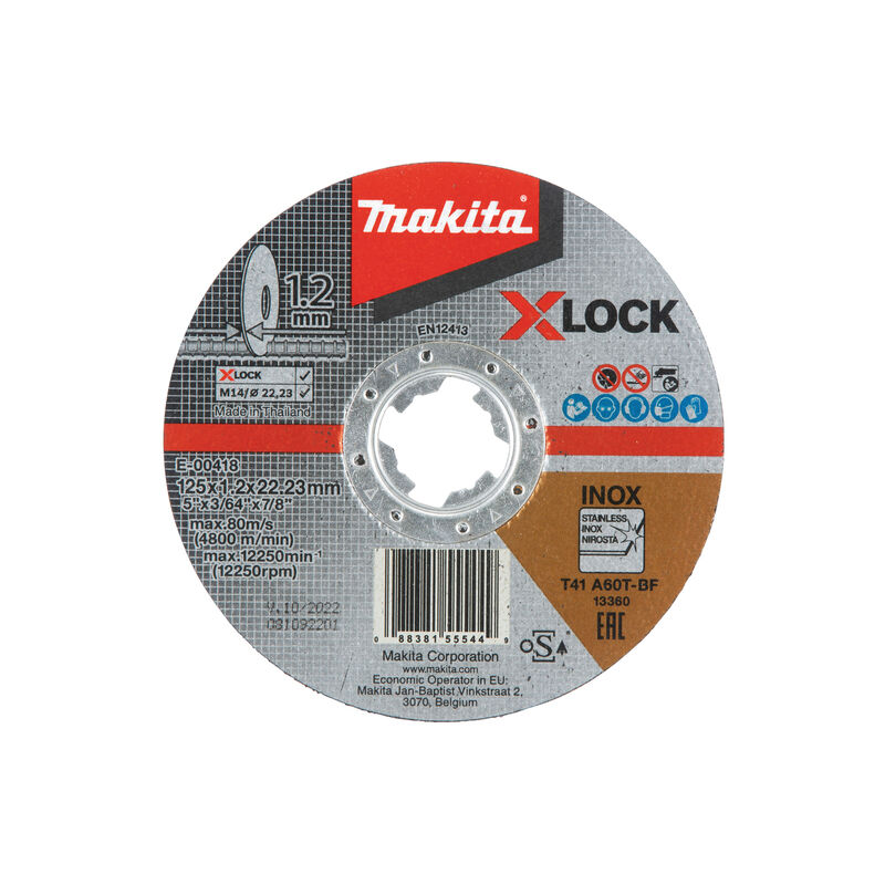 foto del prodotto disco da taglio x lock centro depresso 125 inox makita e 00418