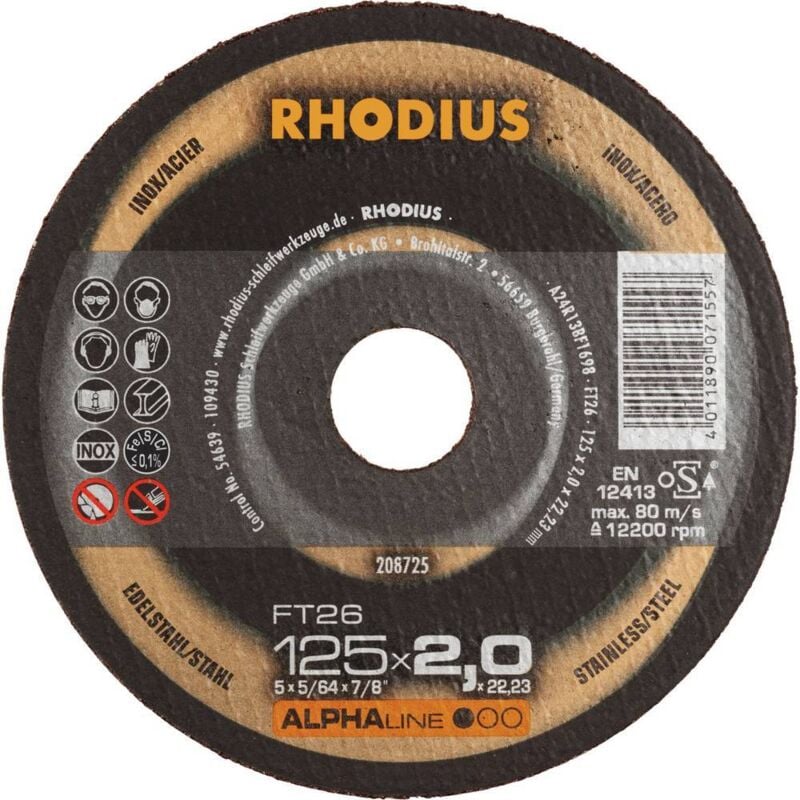 foto del prodotto disco di taglio ft26 125 x 2,0 millimetri rodio 25 