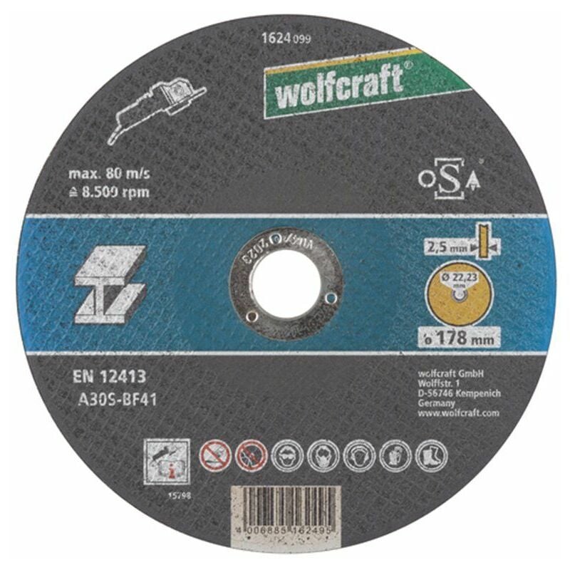 foto del prodotto disco di taglio metallico230x2,5x22,23mm wolfcraft ottima performance