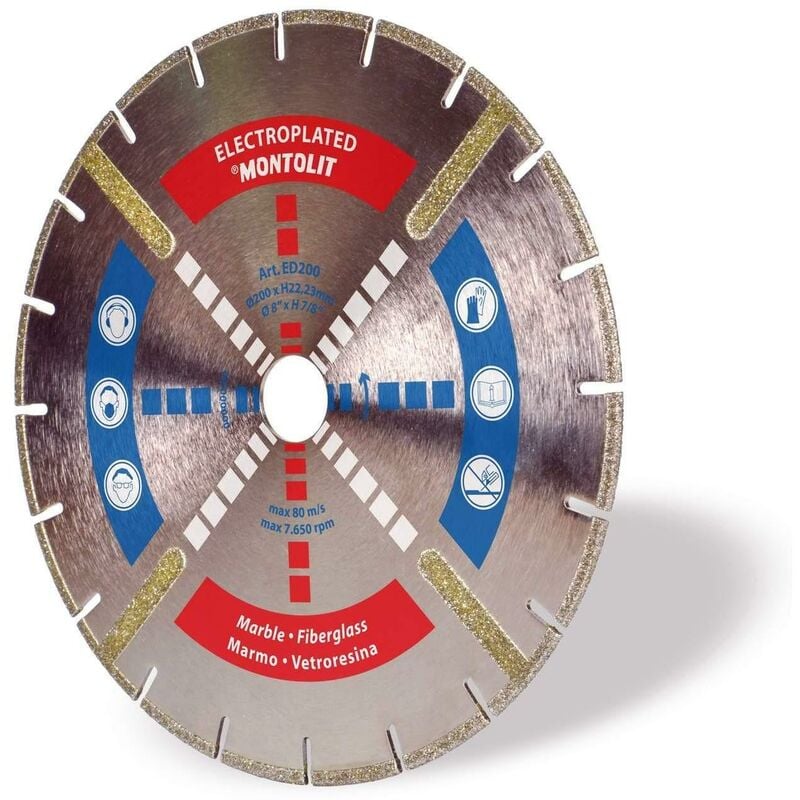 foto del prodotto disco diamantato 230 mm montolit electroplated ed230p per marmo fibre di vetro vetroresina