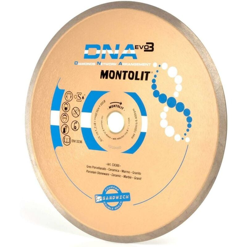 foto del prodotto disco diamantato 300 mm montolit dna cx300 per gres ceramica delicata marmo granito