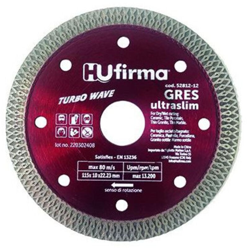 foto del prodotto disco diamantato c.continua, hu-firma gres rosso, diametro 115 mm
