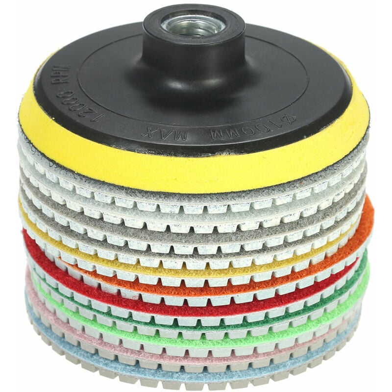 foto del prodotto disco diamantato per smerigliatrice 11 pezzi 4 pollici diamantati per lucidatura a umido disco abrasivo 1 tampone di supporto per granito marmo