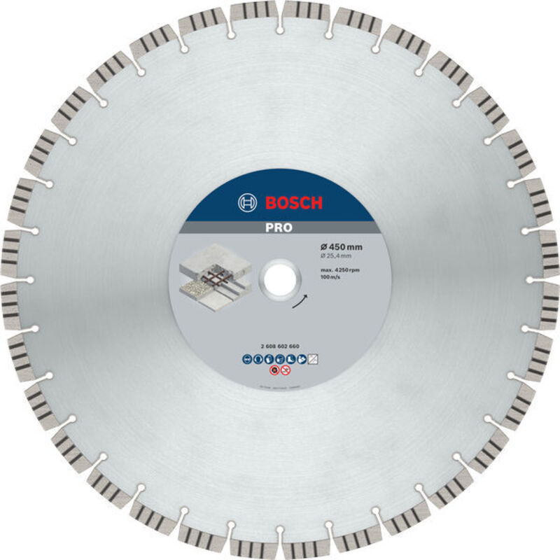 foto del prodotto disco diamantato pro per taglio cemento, 450 x 25,4 mm