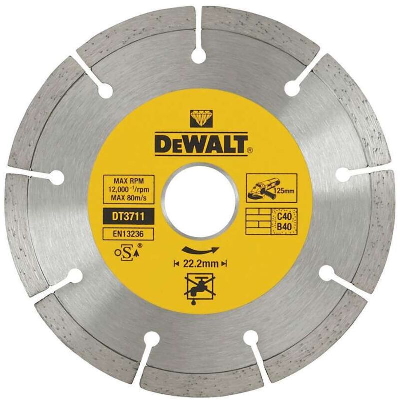 foto del prodotto disco diamantato segmentato dewalt 125 mm dt3711