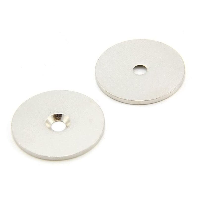 foto del prodotto disco in acciaio contrastano per l uso di magneti, appendi obcate per preavviso 32mm dia x 2mm di spessore x 4mm pacco di 10