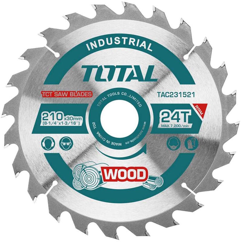 foto del prodotto disco lama sega circolare troncatrice taglio legno 24t 210mm total