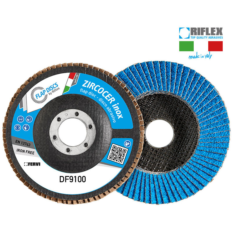 foto del prodotto disco lamellare abrasivo 115mm grana 40 zirconio ceramicato fervi df9100.312