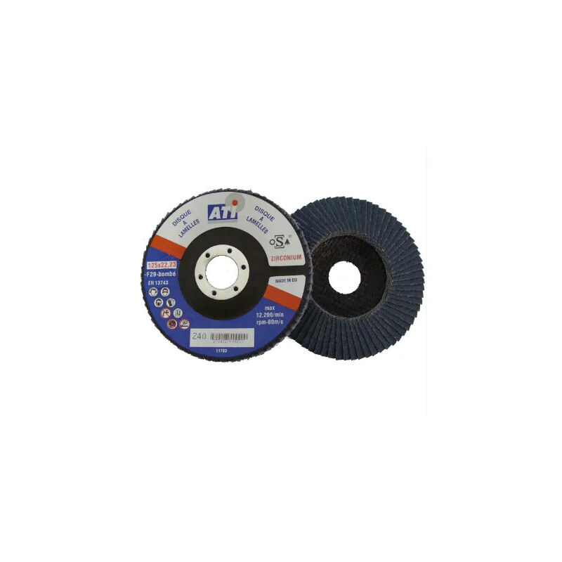 foto del prodotto disco lamellare curvo in zirconio, 125 mm, grana 40.