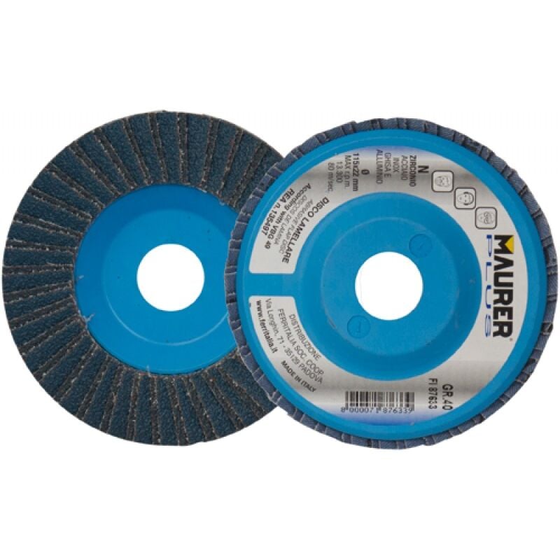 foto del prodotto disco lamellare zirconio 115mm gr 100 maurer plus