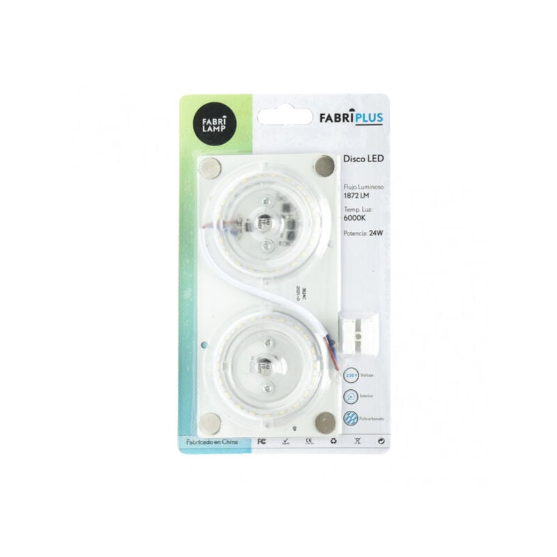 foto del prodotto disco led 24w 6000k bianco piastra quadrata 8x16x1 cm 1872lm magnetico